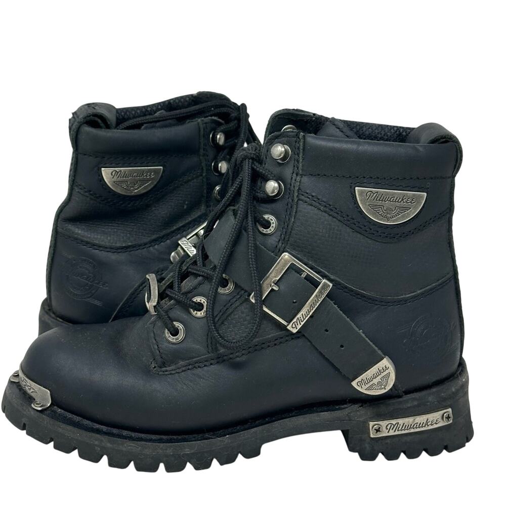 Milwaukee Biker Moto Style MB223 Boots - BLACK SILVER